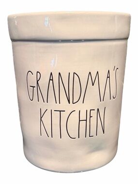 Rae Dunn 'Grandma's Kitchen' Utensil Holder Large Crock Jar Ceramic Pottery